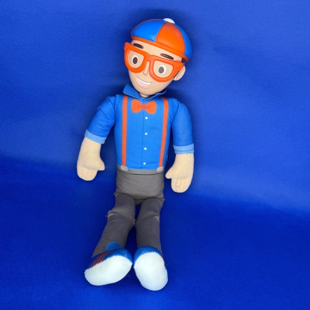 Blippi Talking Plush Doll 17" Stuffed Toy Glasses Plastic Head Fabric YouTube